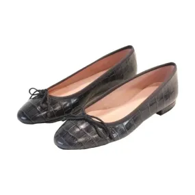 49196 - Gray Croc Leather Flats for Teen/Women by Pretty Ballerinas