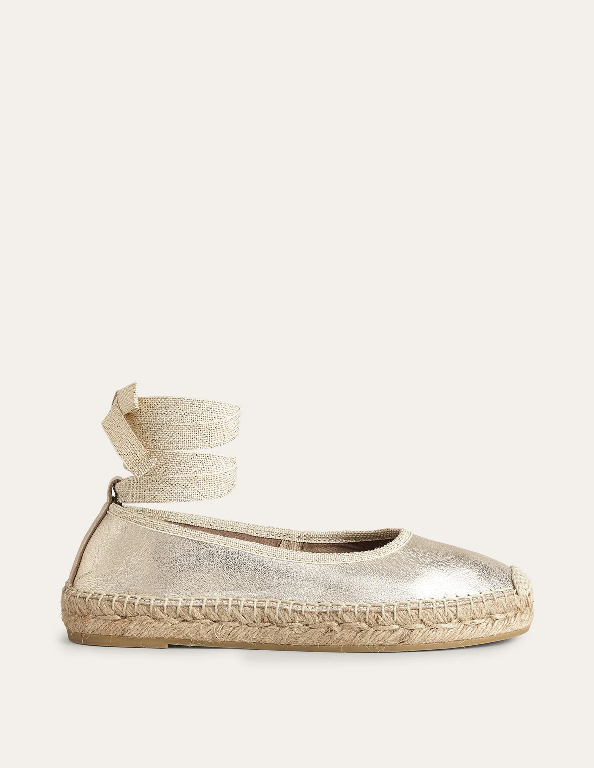 Ankle Tie Espadrilles-Gold Foil