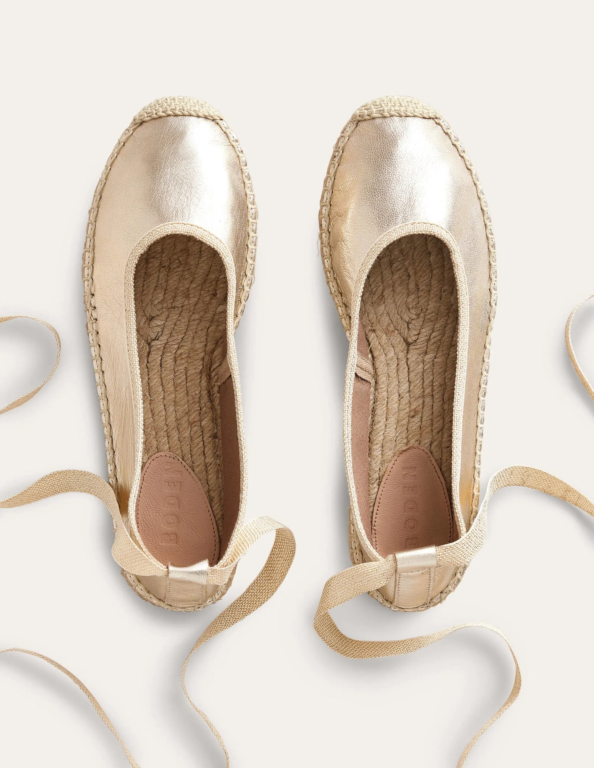 Ankle Tie Espadrilles-Gold Foil