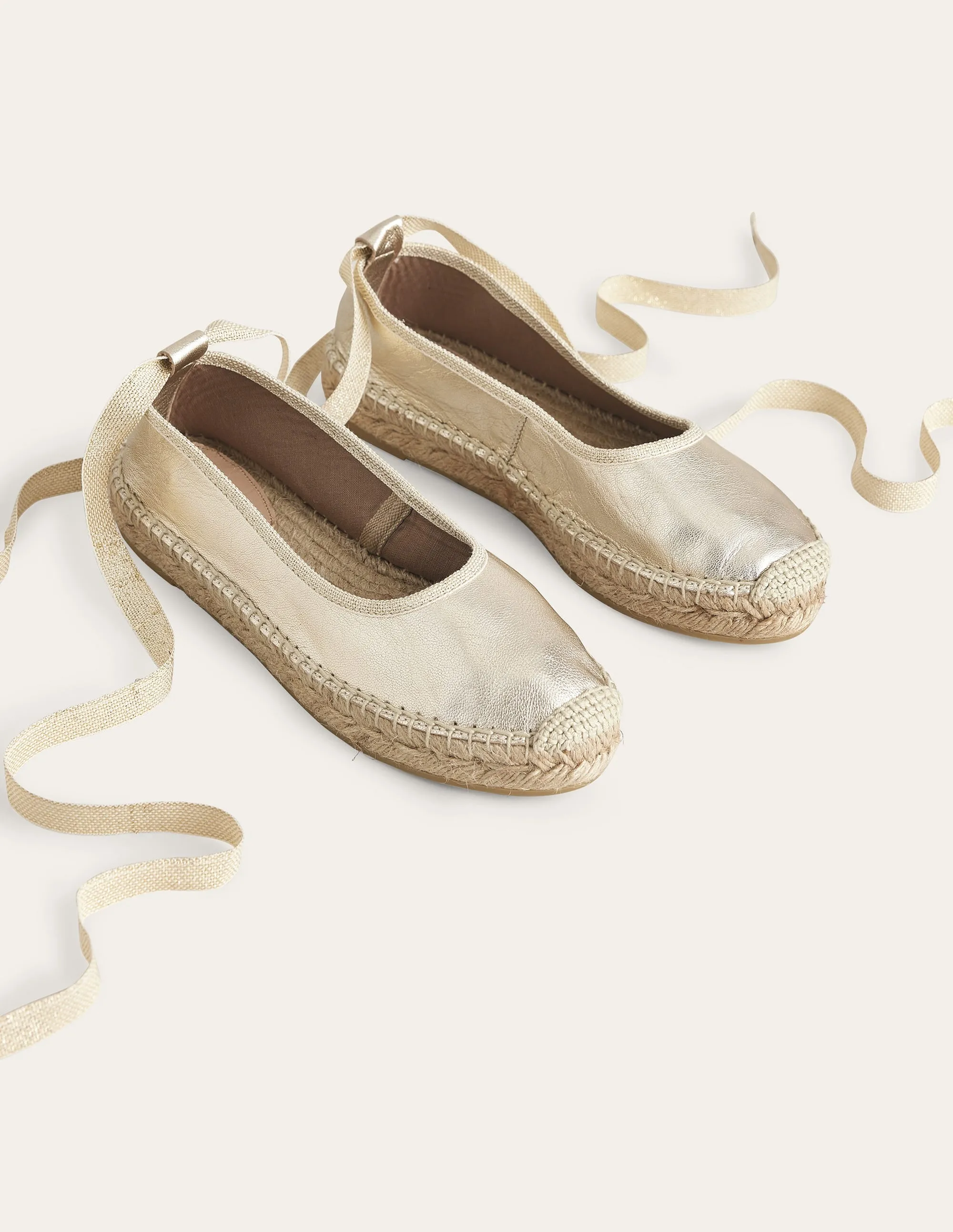 Ankle Tie Espadrilles-Gold Foil