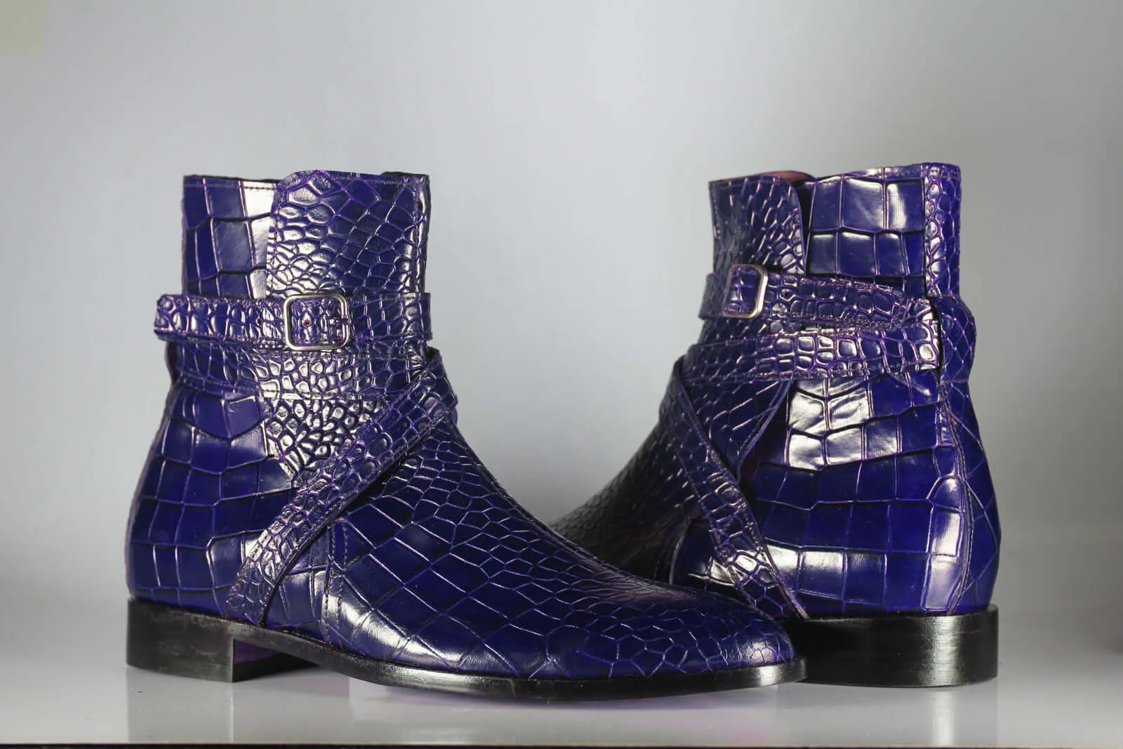 Awesome Handmade Men's Alligator Textured Leather Jodhpur Boots, Men Fashion Dress Ankle Boots