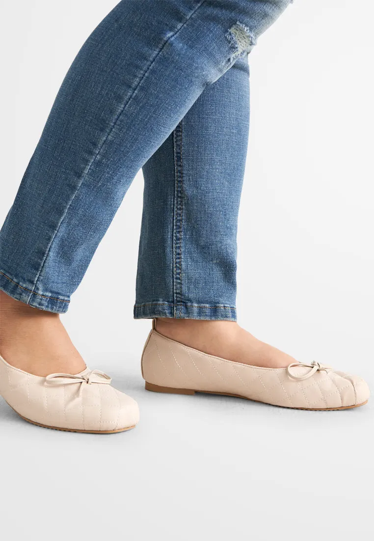 Belinda Ribbon Quilted Ballerina Flats