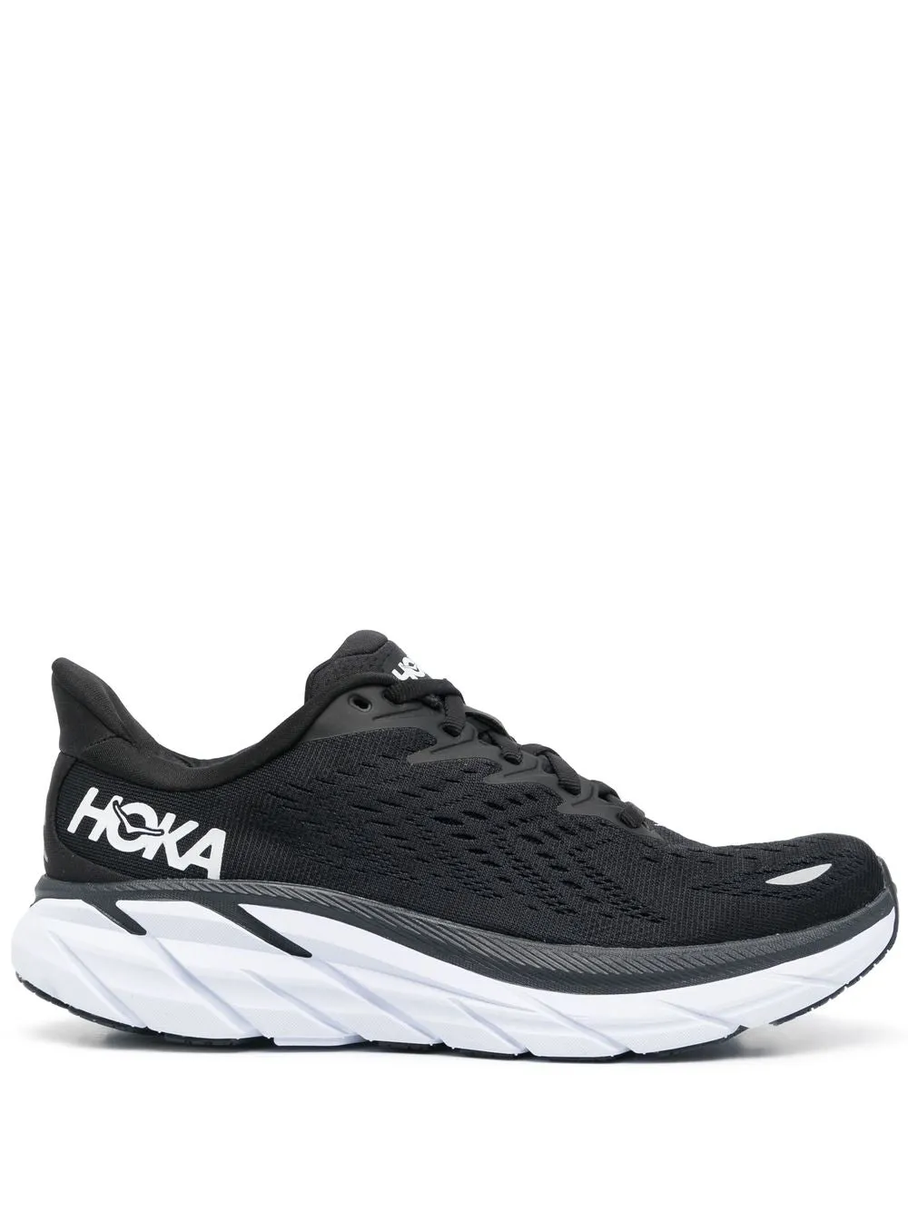 Black/White Clifton 8 running sneakers