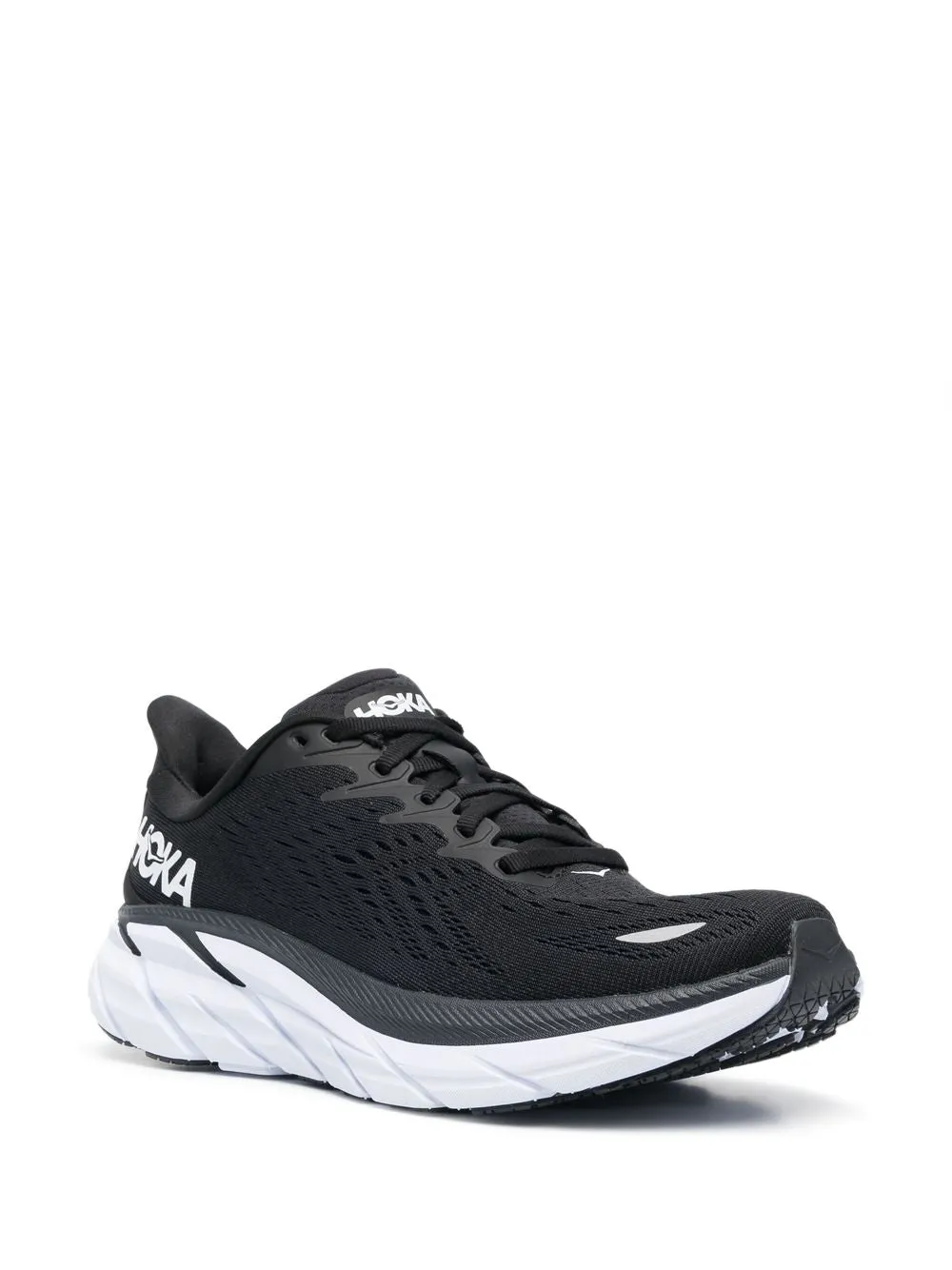 Black/White Clifton 8 running sneakers