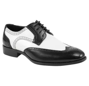 Black/White Two-Tone Wingtip Men's Lace-Up Dress Shoes Style No-ELWYN