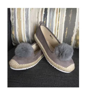 Cinnabon Grey Espadrilles With Faux Pom Pom