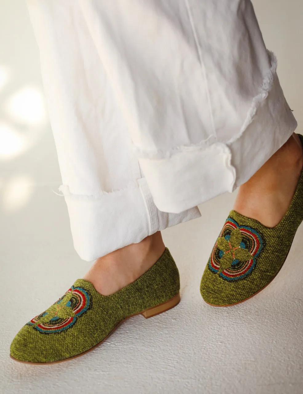 Egyptian Flower Espadrilles Green