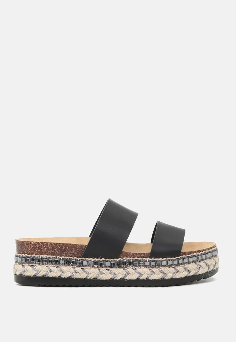 Elsa Double Strap Platform Espadrilles Wedges