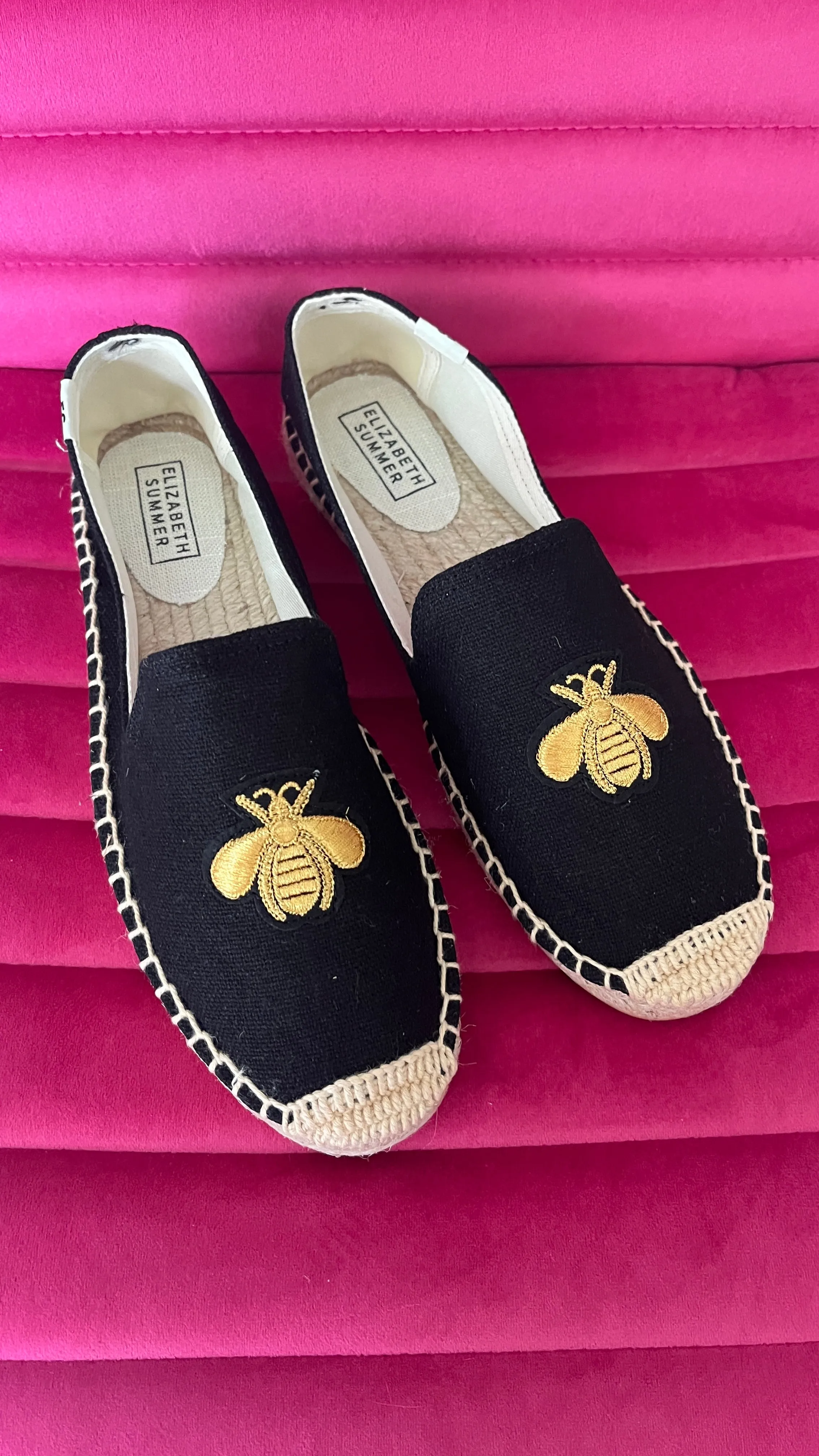 Espadrilles - Black with Bees