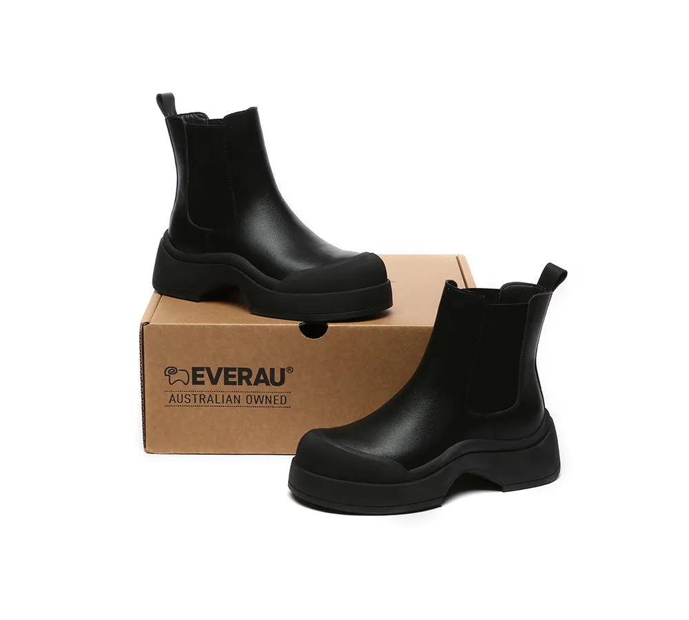 EVERAU® Women Boots Leather Ankle Chunky Mindy