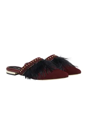 FEATHER SLIPPER BURGUNDY