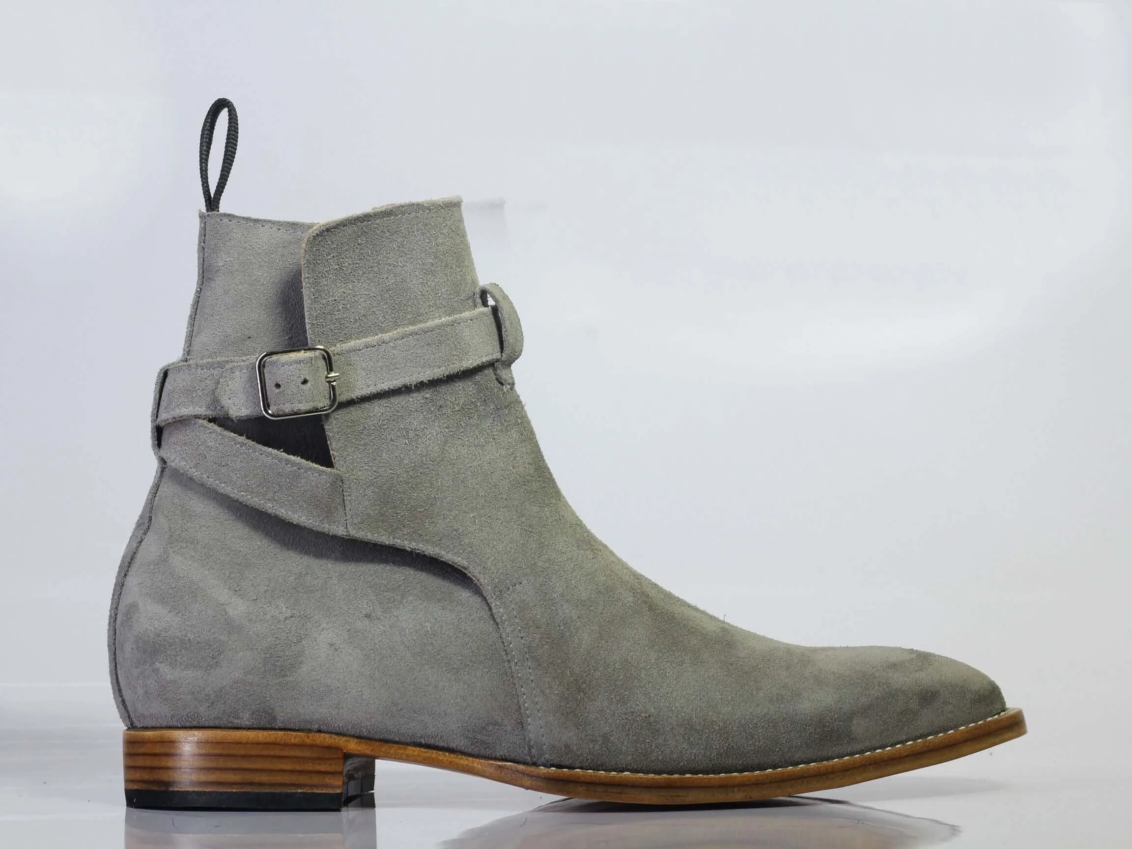 Handmade Men's Gray Suede Jodhpur Boots, Men Ankle Boots, Men Designer Boots