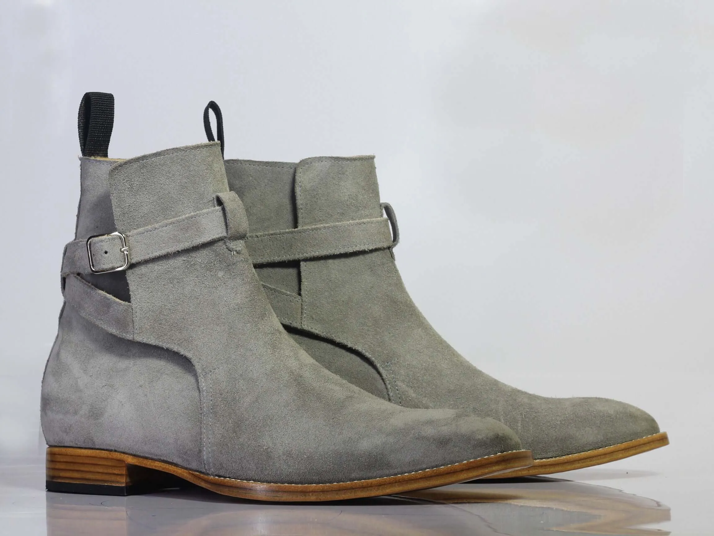 Handmade Men's Gray Suede Jodhpur Boots, Men Ankle Boots, Men Designer Boots