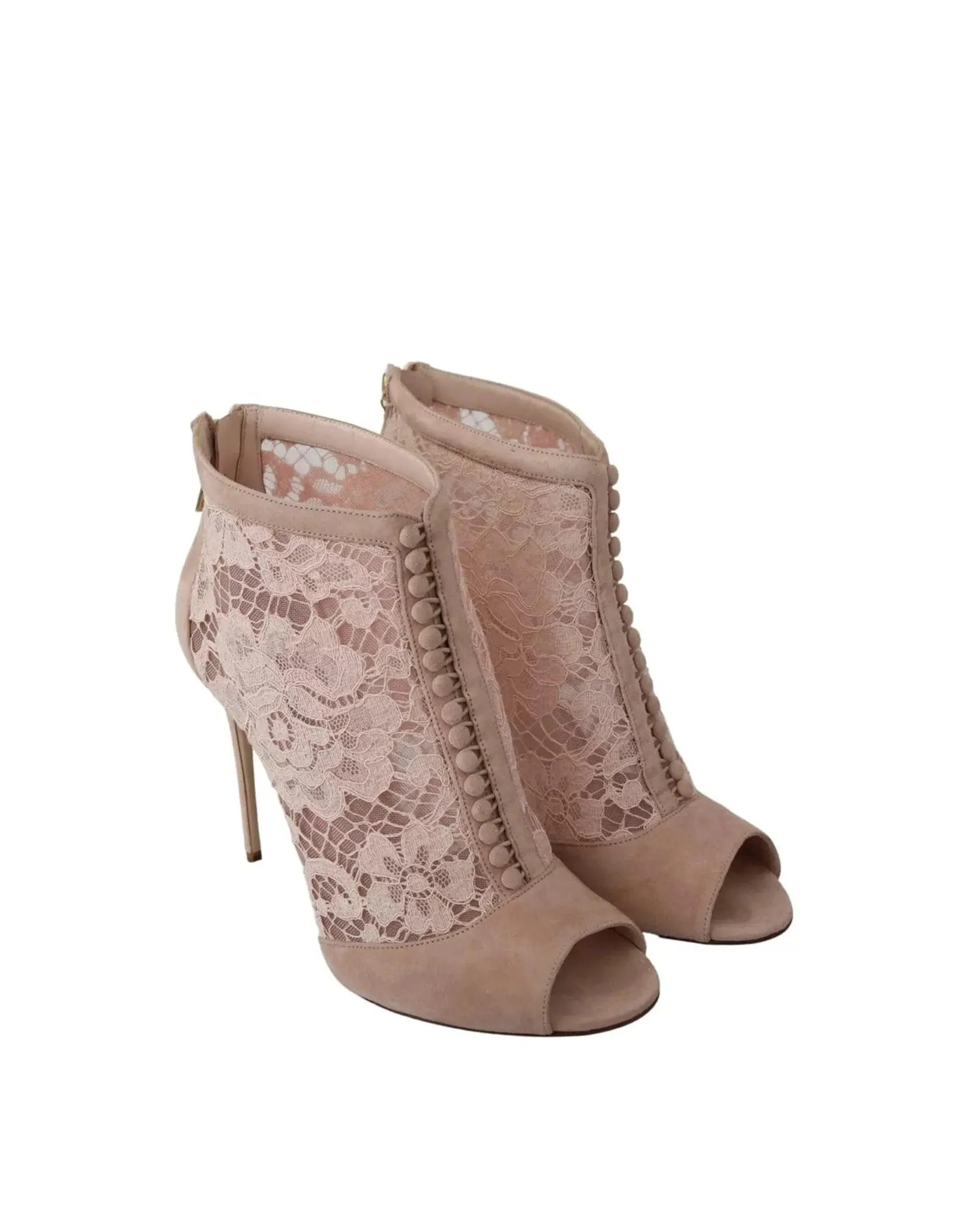 Lace Peep Toe Ankle Boots