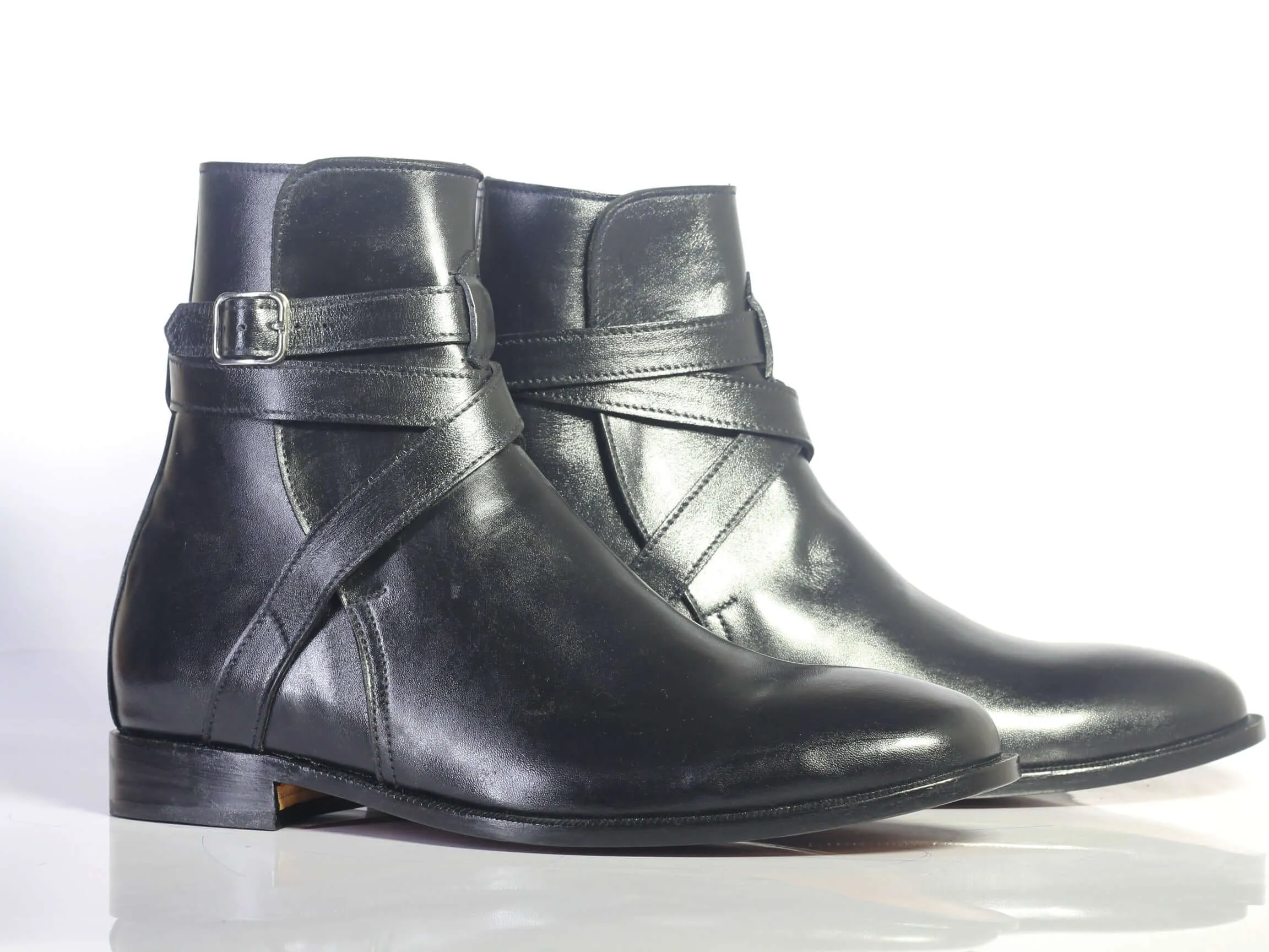 New Handmade Men's Black Leather Jodhpur Boots, Men Ankle Boots, Men Designer Boots