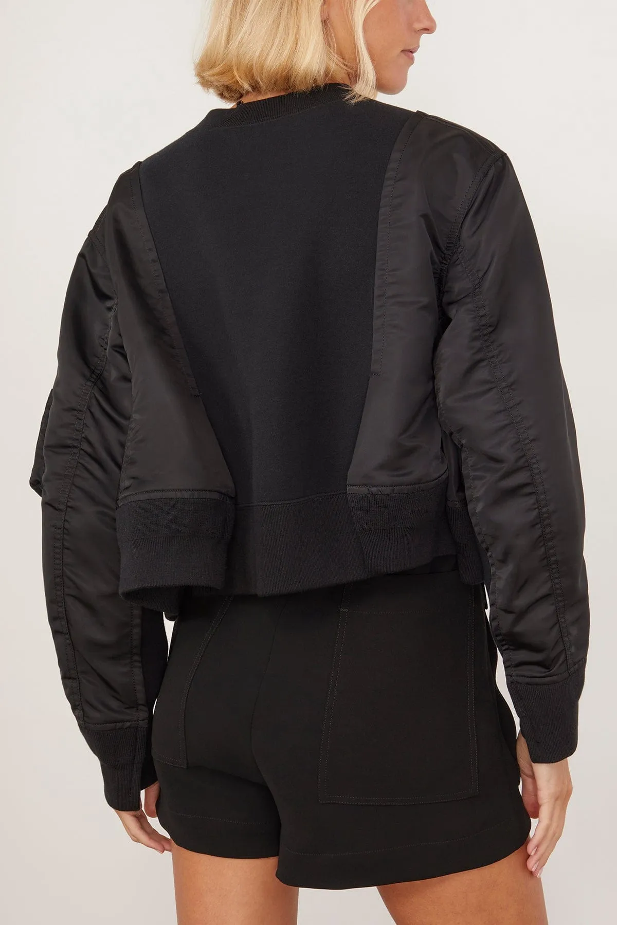 Nylon Twill x Sponge Sweat Pullover in Black