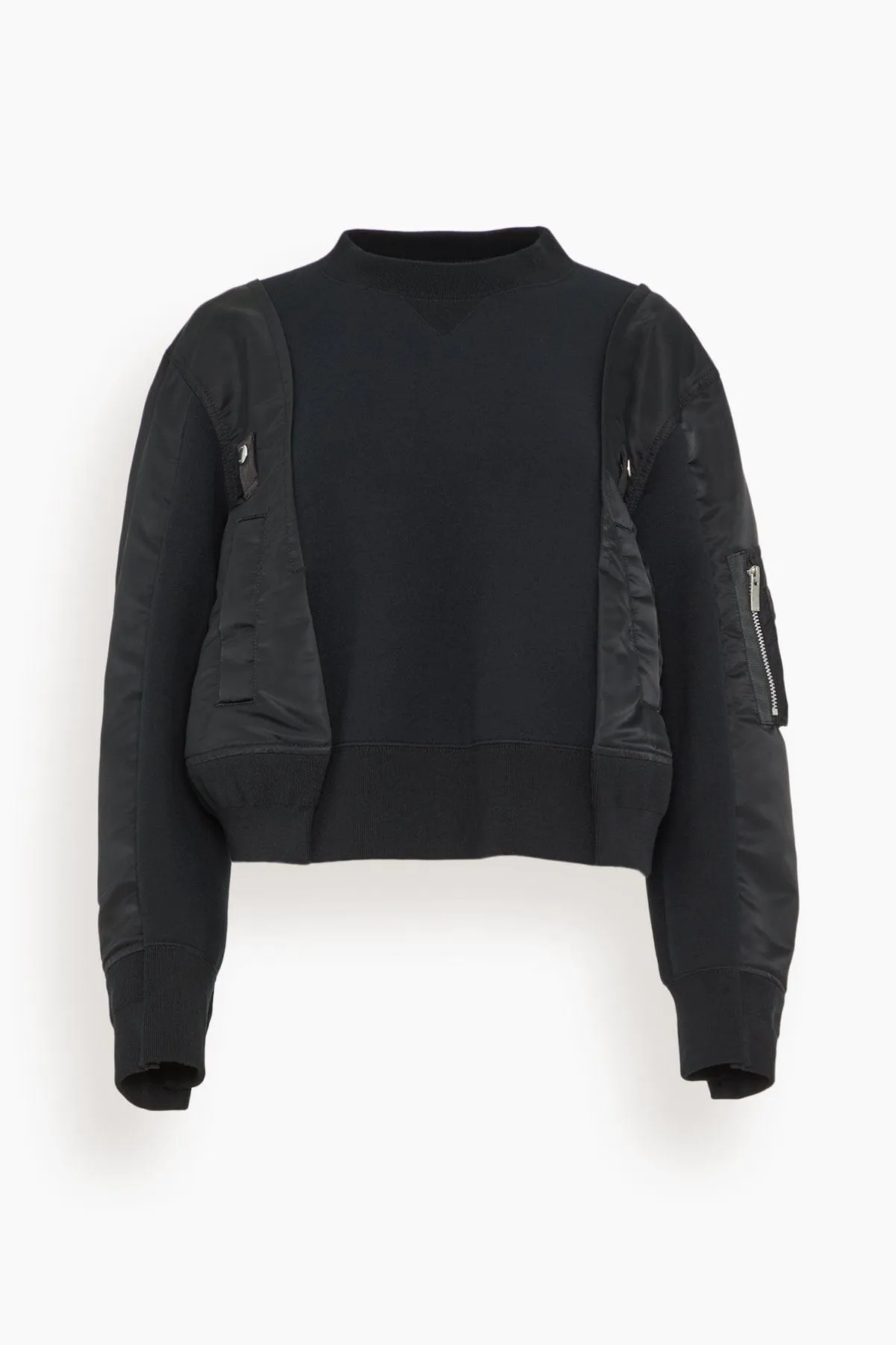 Nylon Twill x Sponge Sweat Pullover in Black