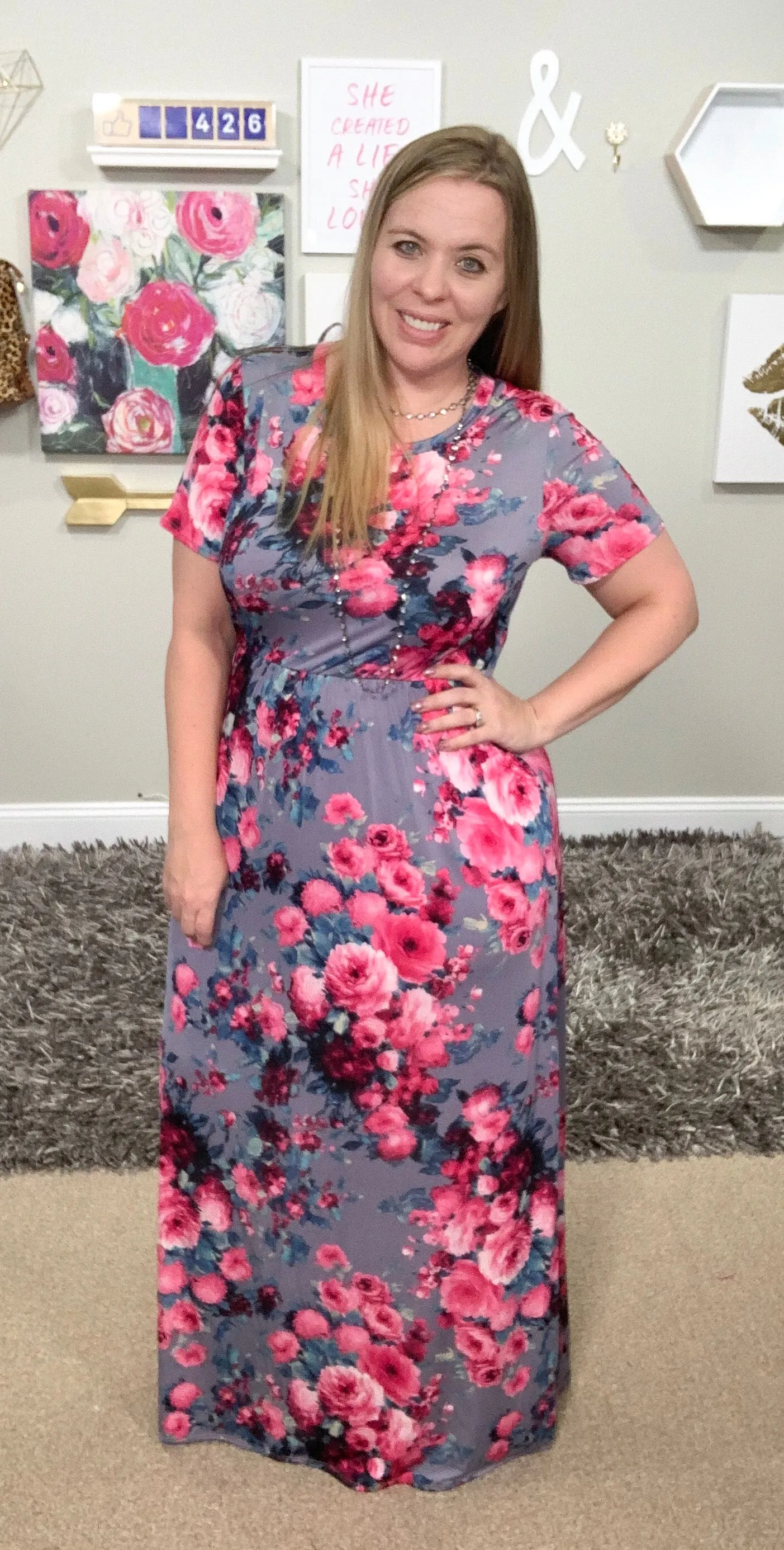 Pretty in Pink Floral Maxi Dress