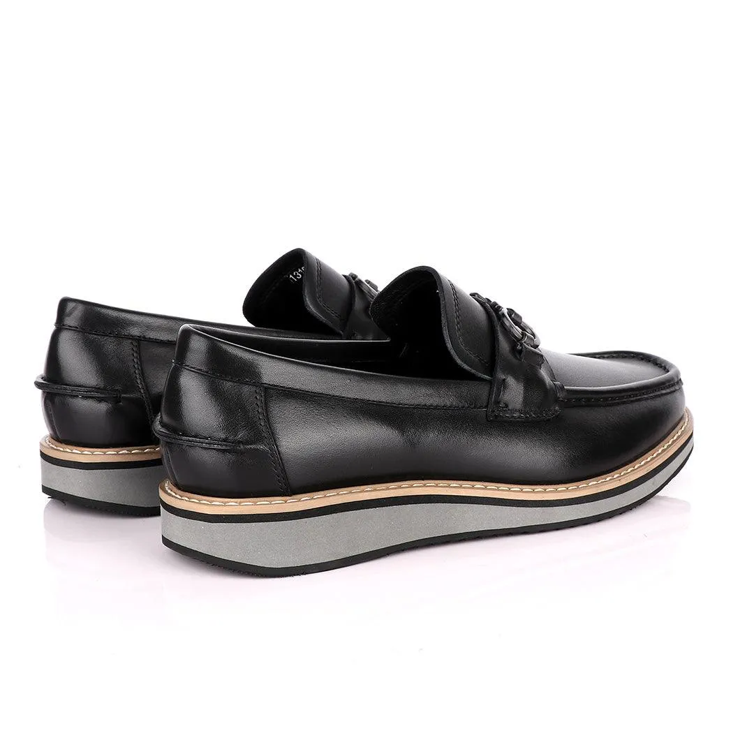 Salvatore Ferragamo Hybrid Leather Loafers -Black