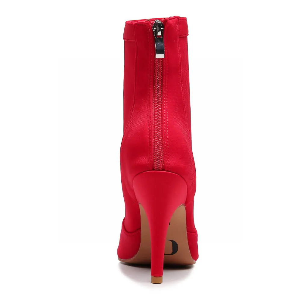 Shabina - Red Lycra - Suede Sole - Dance Floor Only