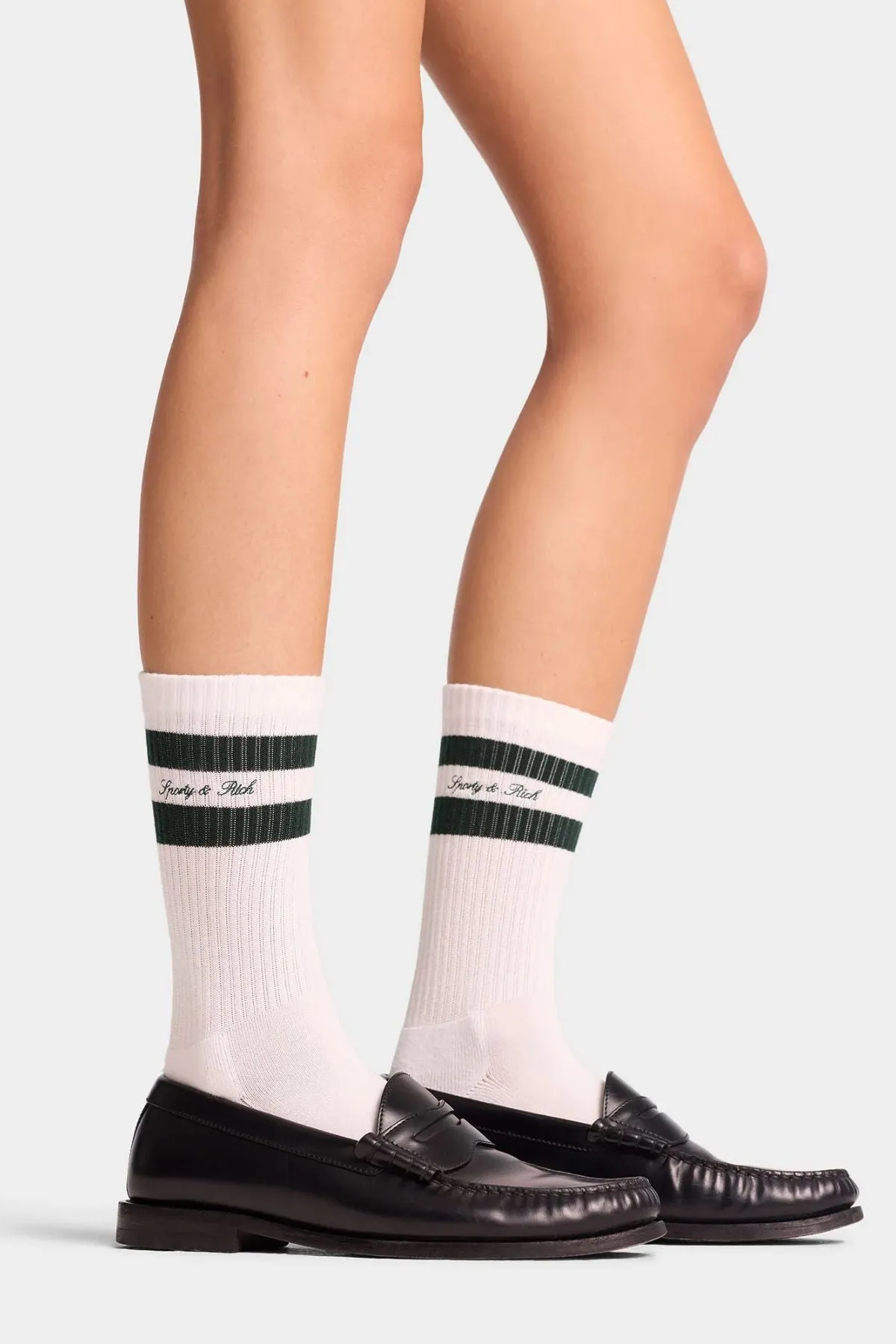 Sporty & Rich The Carlyle Script Socks - Navy/ White