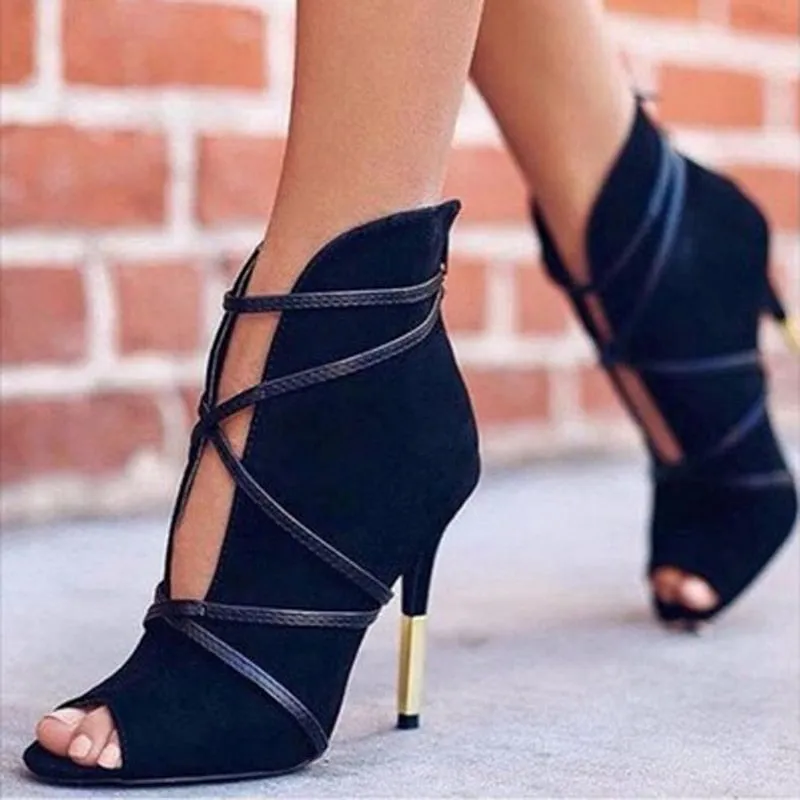 Trendy Open Toe Ankle Heel Boots