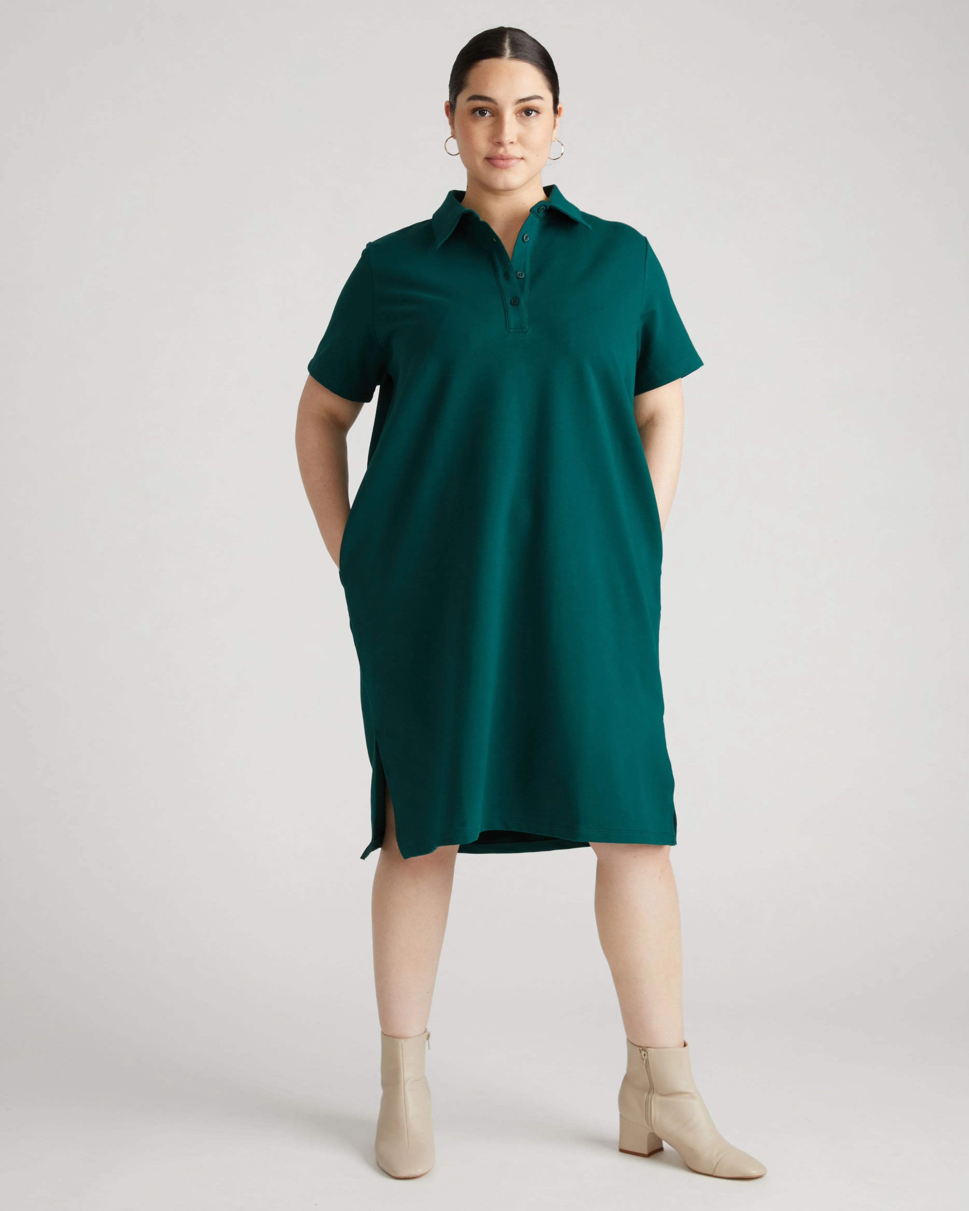 Varsity French Terry Polo Dress - Botanic