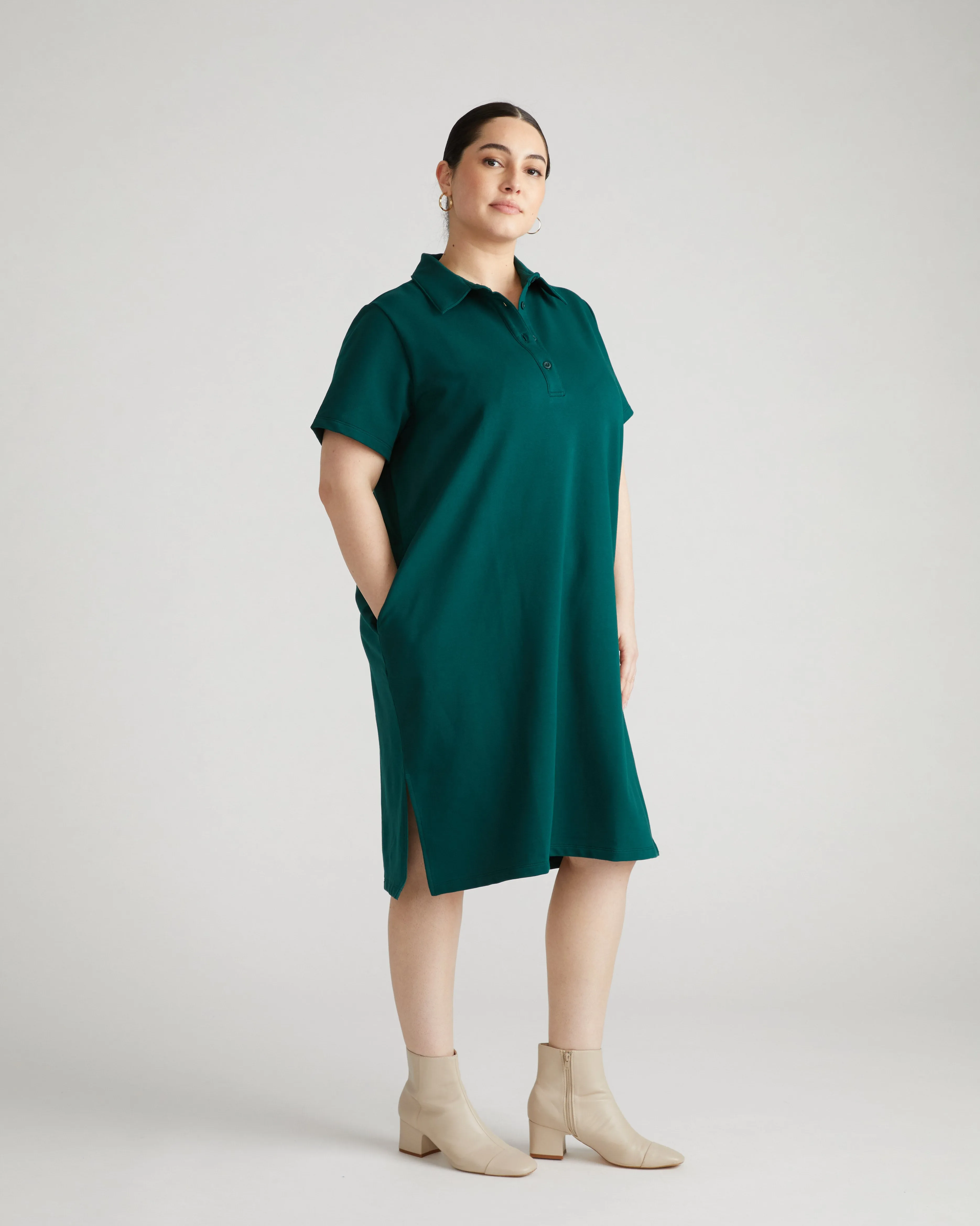 Varsity French Terry Polo Dress - Botanic