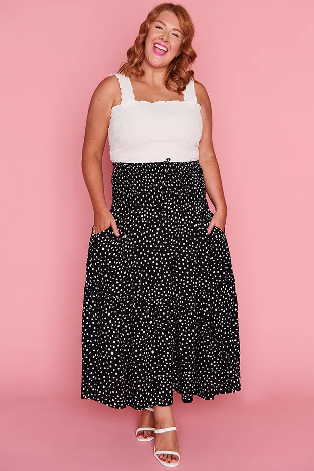 Willy Black Irregular Spot Skirt