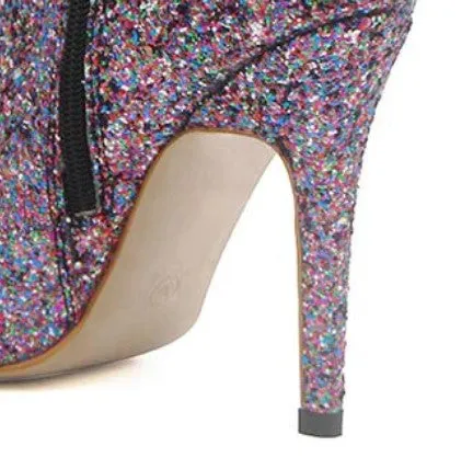 Women's Winter Sequined High-Heeled Ankle Boots