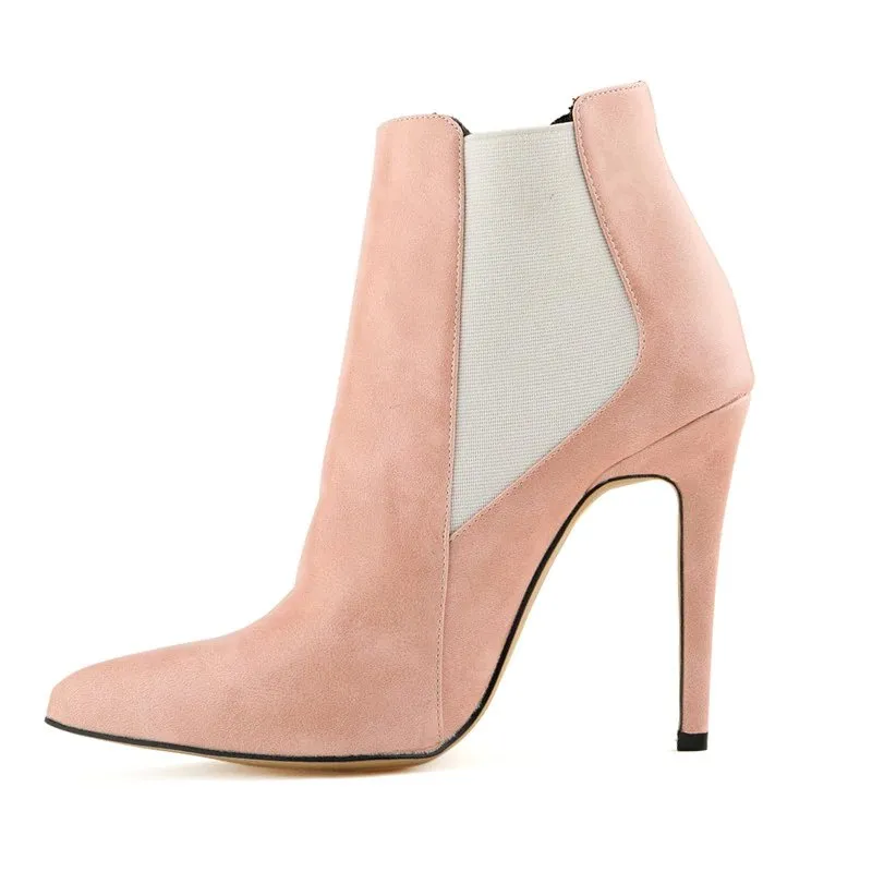 Women's Winter Thin PU Leather High-Heeled Ankle Chelsea Boots