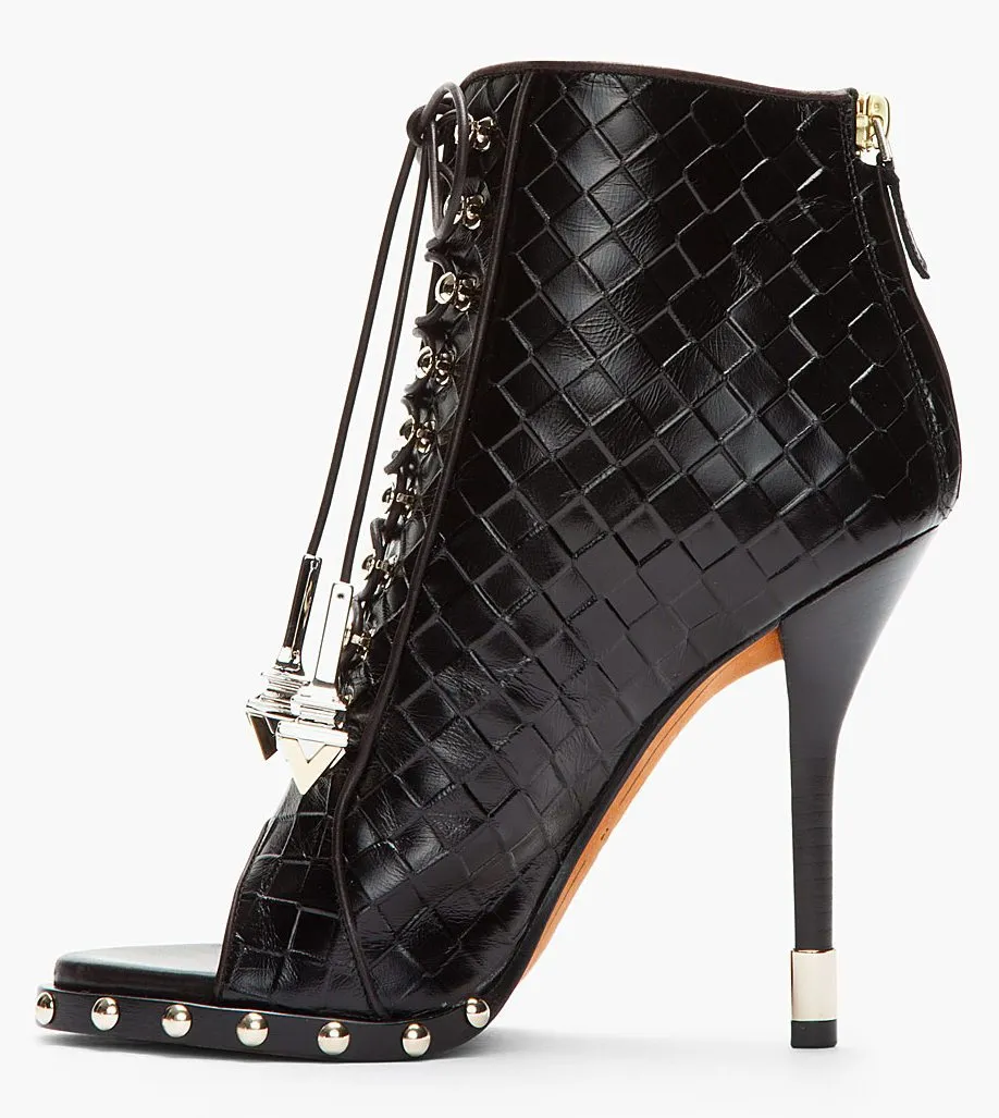 'Zac' Woven Open Toe Bootie