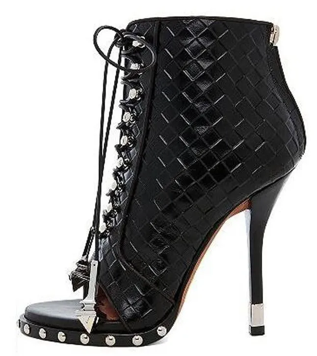 'Zac' Woven Open Toe Bootie