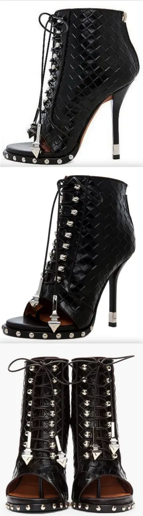 'Zac' Woven Open Toe Bootie